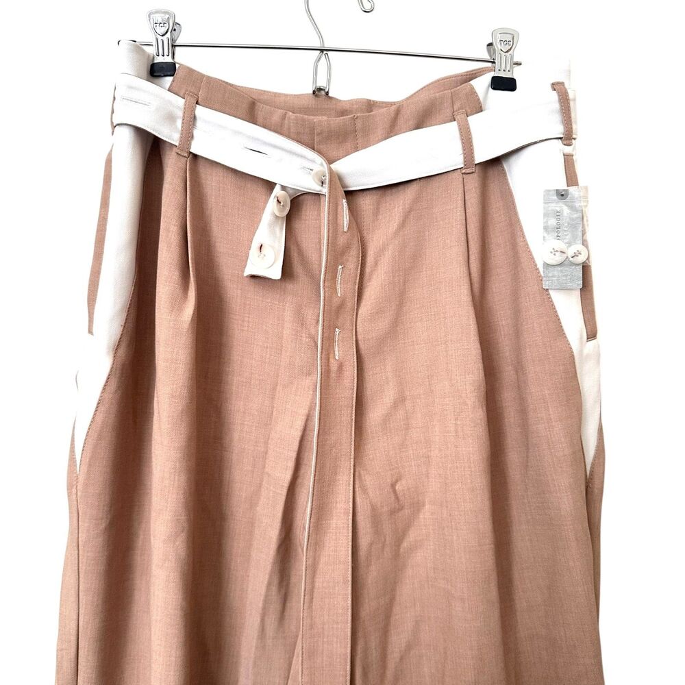 ANTHROPOLOGIE Maeve Tapered High-Rise Belt Trousers Tan 8P NEW NWT - Picture 5 of 6